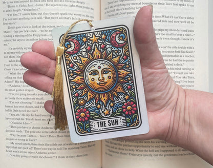 The sun Tarot card Bookmark, holographic bookmark, Gothic Bookmark, Booktok Bookmark, Bookish Gifts for Readers, Handmade Bookmark,