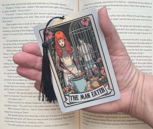 Man Eater Tarot card Bookmark, holographic bookmark, Gothic Bookmark, Booktok Bookmark, Bookish Gifts for Readers, Handmade Bookmark