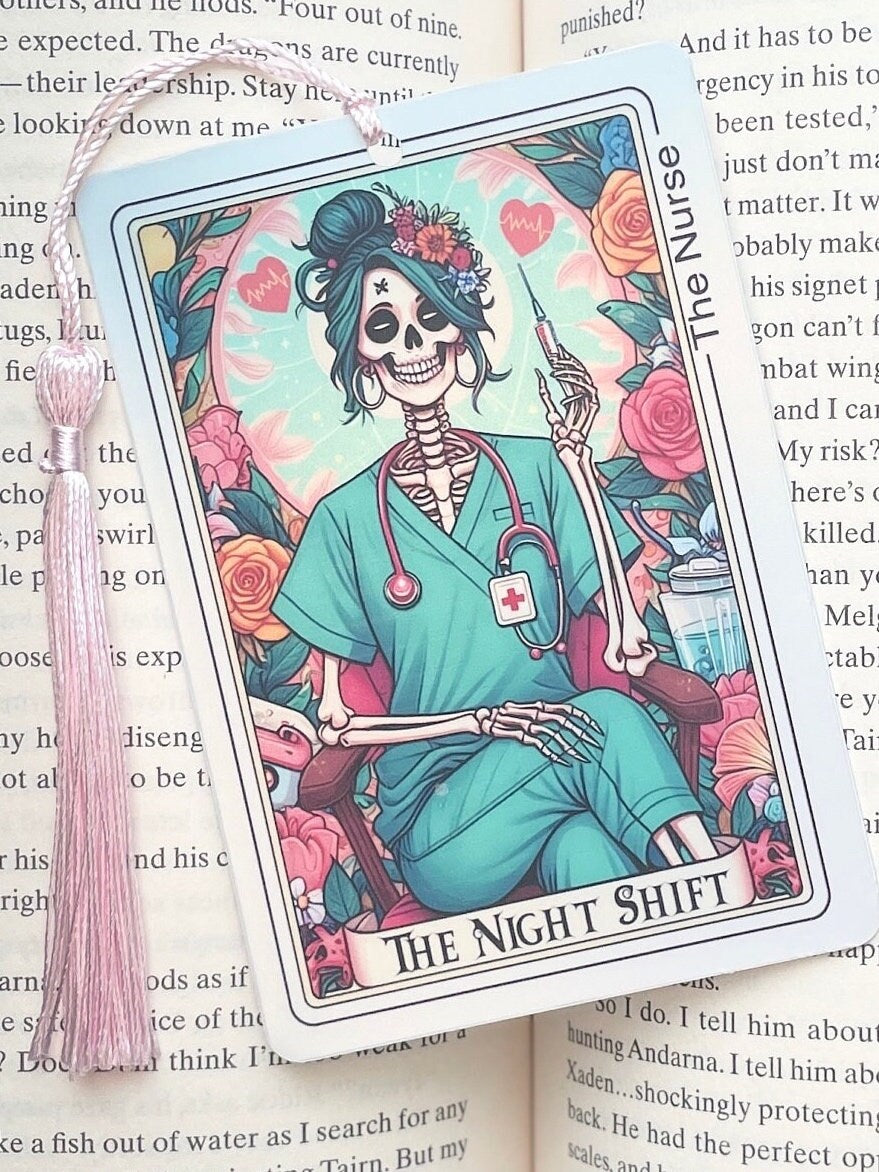 The Nurse Tarot card Bookmark, holographic bookmark, Gothic Bookmark, Booktok Bookmark, Bookish Gifts for Readers, Handmade Bookmark