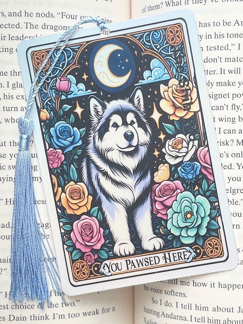 Dog Tarot card Bookmark, holographic bookmark, Gothic Bookmark, Booktok Bookmark, Bookish Gifts for Readers, Handmade Bookmark. Dog lover
