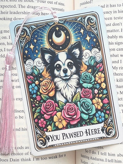 Chihuahua Tarot card Bookmark, holographic bookmark, Gothic Bookmark, Booktok Bookmark, Bookish Gifts for Readers, Handmade Bookmark