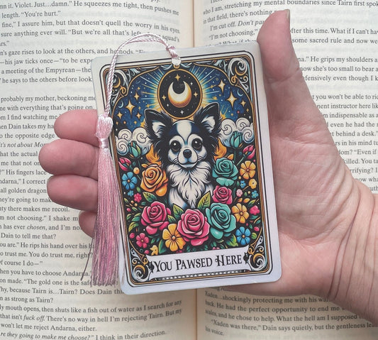Chihuahua Tarot card Bookmark, holographic bookmark, Gothic Bookmark, Booktok Bookmark, Bookish Gifts for Readers, Handmade Bookmark