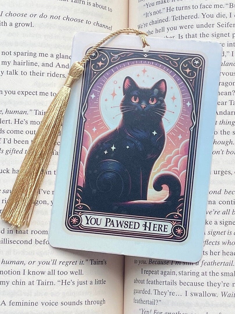 Cat Tarot card Bookmark, holographic bookmark, cat lover gift, Booktok Bookmark, Bookish Gifts for Readers, Handmade Bookmark, cat gift