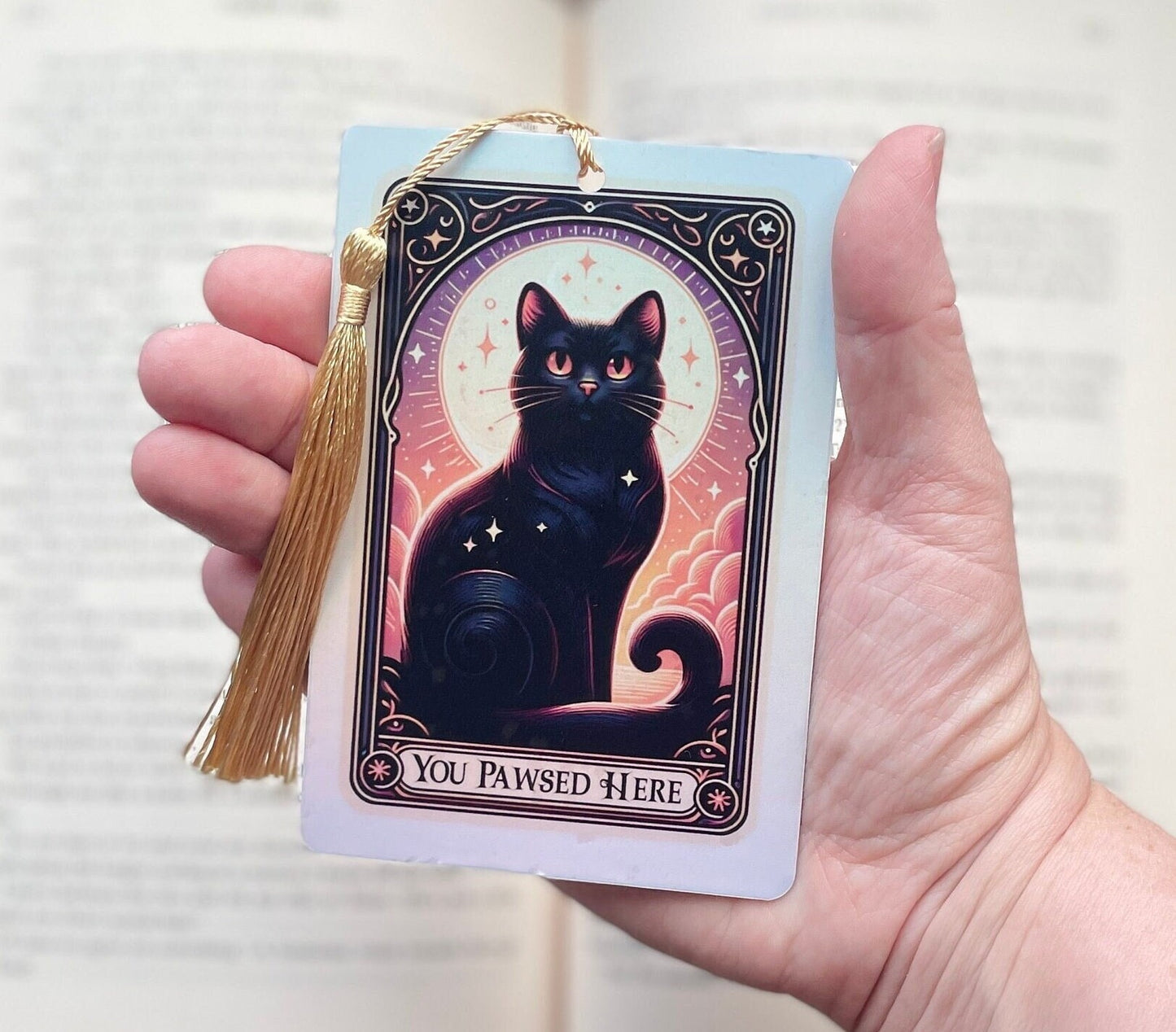 Cat Tarot card Bookmark, holographic bookmark, cat lover gift, Booktok Bookmark, Bookish Gifts for Readers, Handmade Bookmark, cat gift