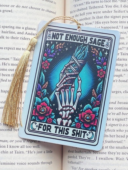 Not enough sage Tarot card Bookmark, holographic bookmark, Gothic Bookmark, Booktok Bookmark, Bookish Gifts for Readers, Handmade Bookmark