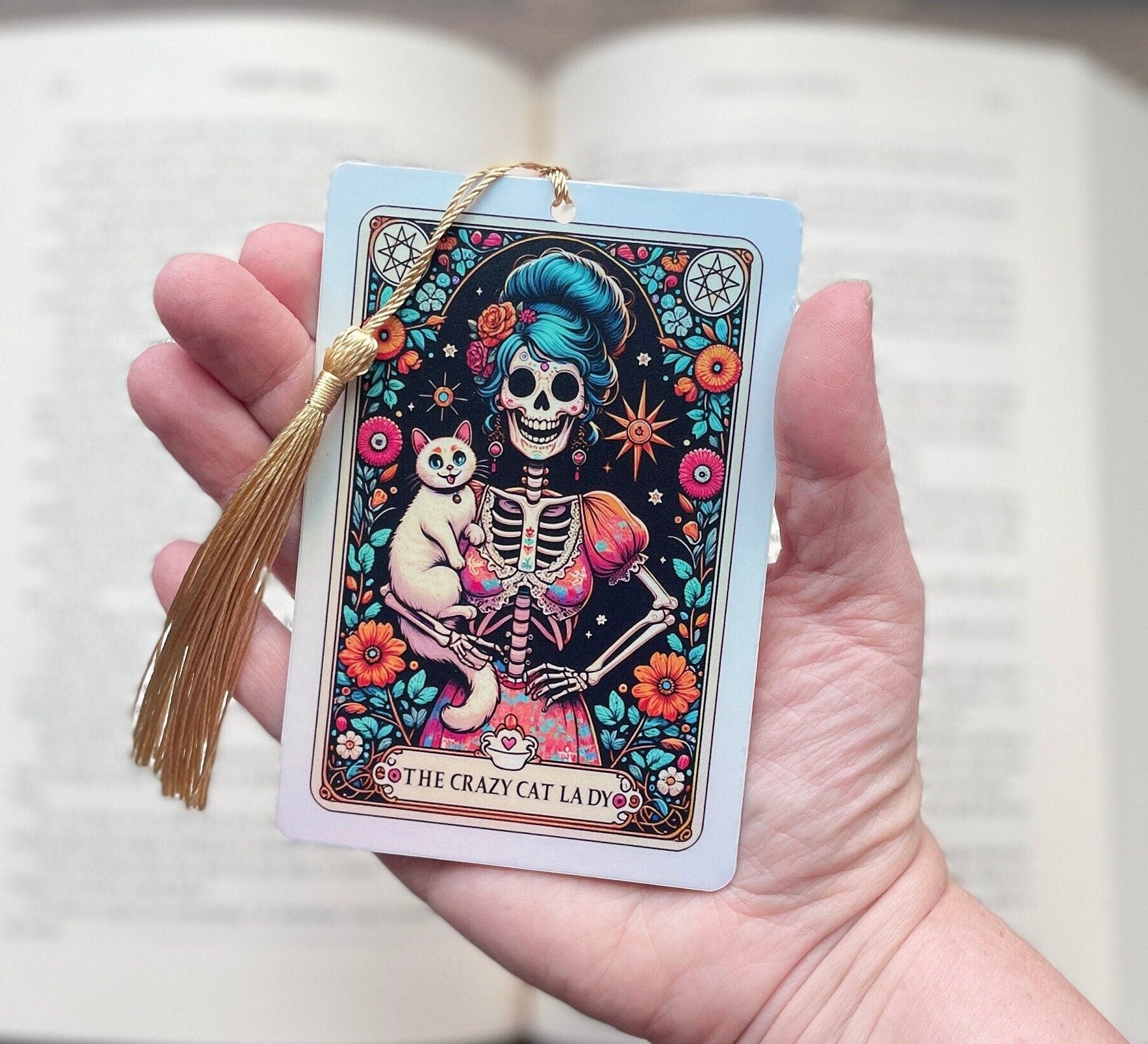 Cat Tarot card Bookmark, holographic bookmark, cat lover gift, Booktok Bookmark, Bookish Gifts for Readers, Handmade Bookmark, cat gifts