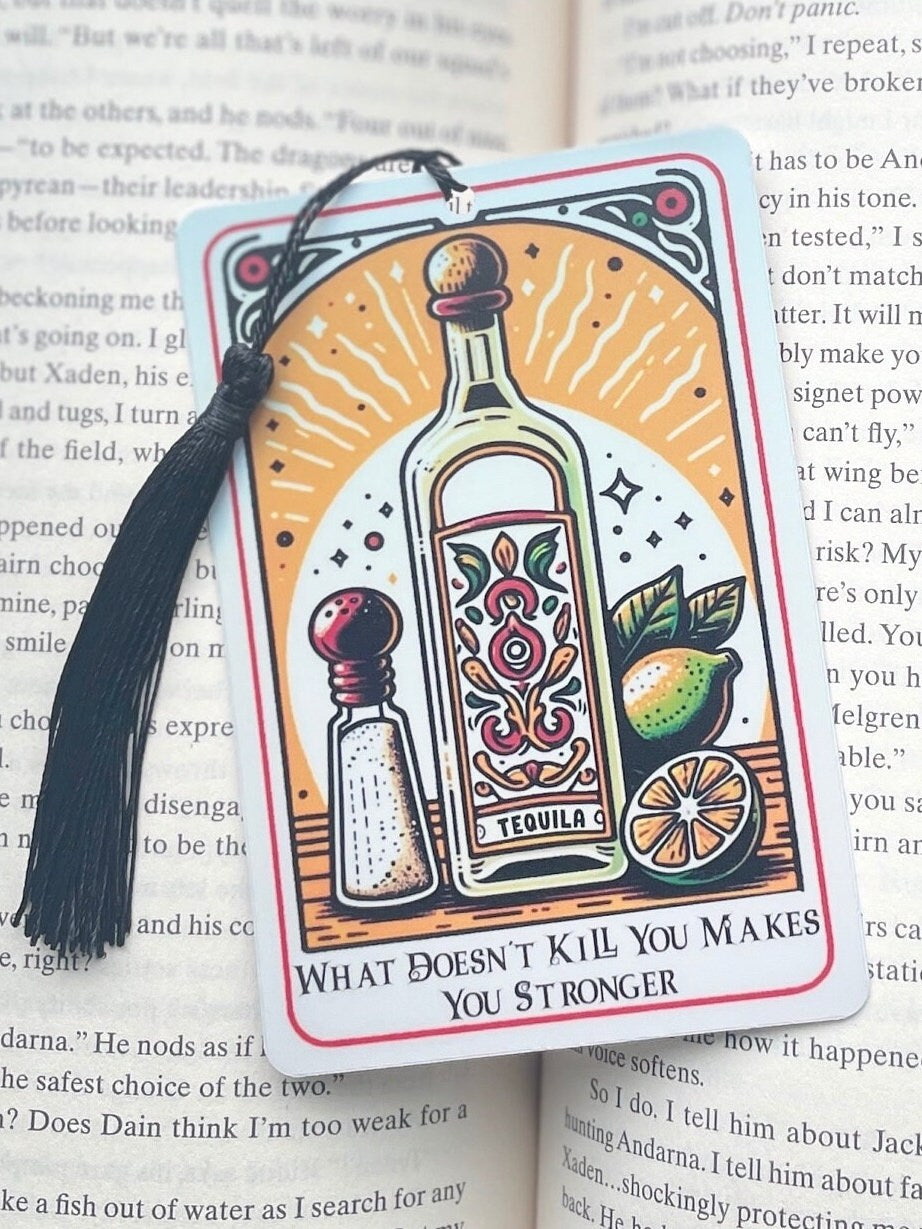Tequila Tarot card Bookmark, holographic bookmark, Gothic Bookmark, Booktok Bookmark, Bookish Gifts for Readers, Handmade Bookmark