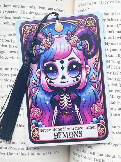 Inner Demons Tarot card Bookmark, holographic bookmark, Gothic Bookmark, Booktok Bookmark, Bookish Gifts for Readers, Handmade Bookmark