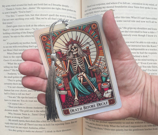 Coffee Tarot card Bookmark, holographic bookmark, Gothic Bookmark, Booktok Bookmark, Bookish Gifts for Readers, Handmade Bookmark