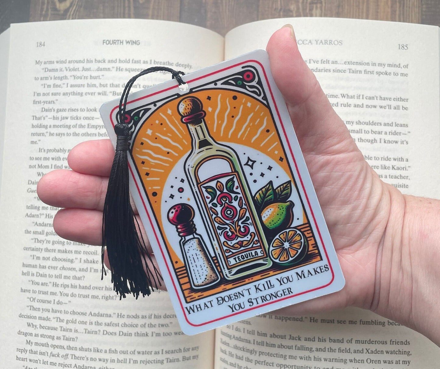 Tequila Tarot card Bookmark, holographic bookmark, Gothic Bookmark, Booktok Bookmark, Bookish Gifts for Readers, Handmade Bookmark
