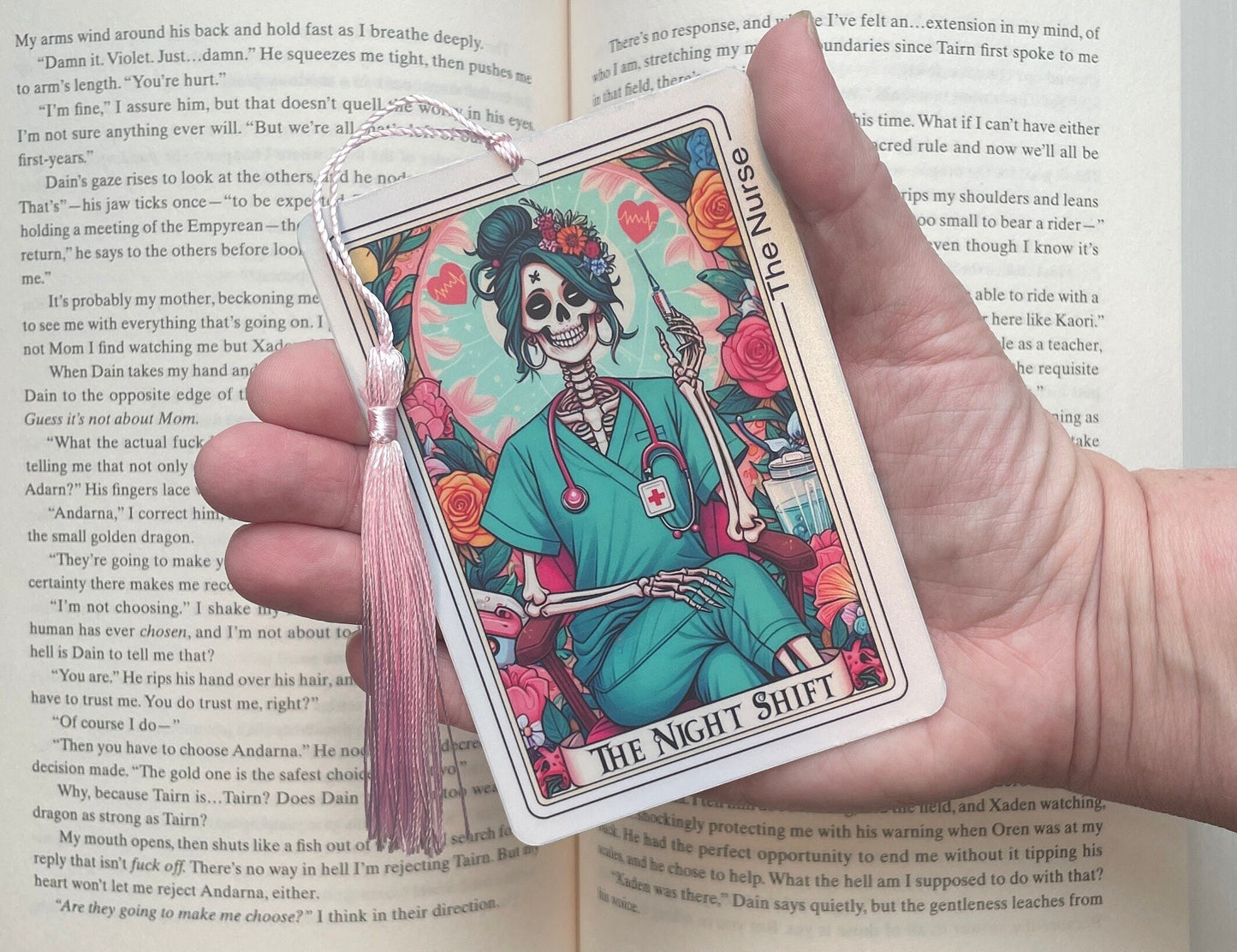 The Nurse Tarot card Bookmark, holographic bookmark, Gothic Bookmark, Booktok Bookmark, Bookish Gifts for Readers, Handmade Bookmark