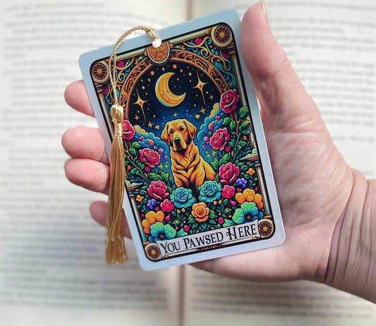 Labrador Tarot card Bookmark, holographic bookmark, Gothic Bookmark, Booktok Bookmark, Bookish Gifts for Readers, Handmade Bookmark,