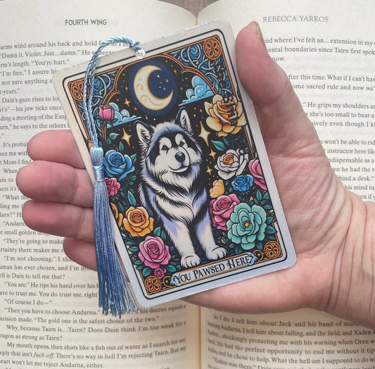 Dog Tarot card Bookmark, holographic bookmark, Gothic Bookmark, Booktok Bookmark, Bookish Gifts for Readers, Handmade Bookmark. Dog lover