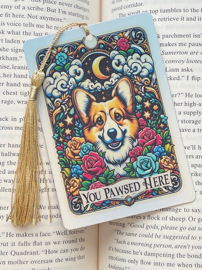 Corgi Tarot card Bookmark, holographic bookmark, corgi mom gift, Booktok Bookmark, Bookish Gifts for Readers, Handmade Bookmark, Dog lover