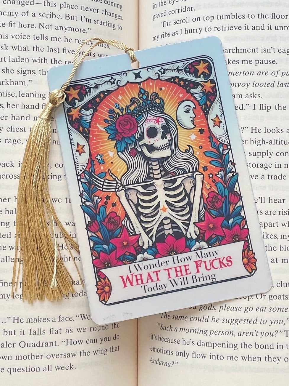 What the fucks Tarot card Bookmark, holographic bookmark, Gothic Bookmark, Booktok Bookmark, Bookish Gifts for Readers, Handmade Bookmark