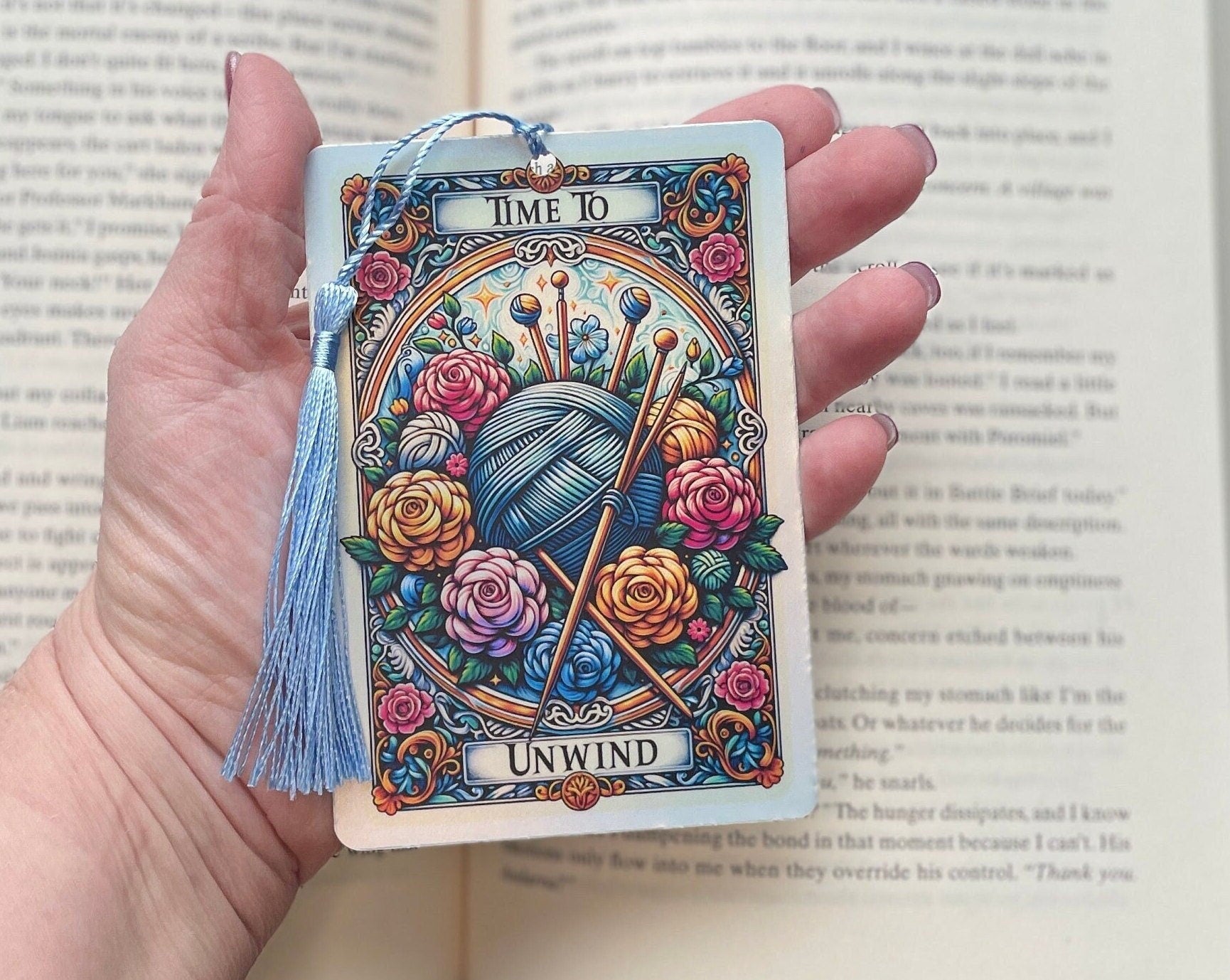 Knitting Tarot card Bookmark, gift for knitter, Gothic Bookmark, Booktok Bookmark, Bookish Gifts for Readers, Handmade Bookmark, crafter