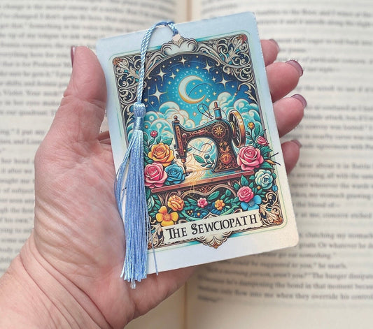 Sewing Tarot card Bookmark, sewsciopath, Gothic Bookmark, Booktok Bookmark, Bookish Gifts for Readers, Handmade Bookmark, sewing gift