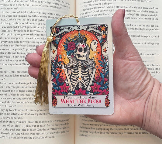 What the fucks Tarot card Bookmark, holographic bookmark, Gothic Bookmark, Booktok Bookmark, Bookish Gifts for Readers, Handmade Bookmark