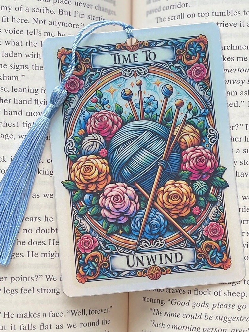 Knitting Tarot card Bookmark, gift for knitter, Gothic Bookmark, Booktok Bookmark, Bookish Gifts for Readers, Handmade Bookmark, crafter