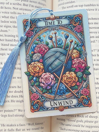 Knitting Tarot card Bookmark, gift for knitter, Gothic Bookmark, Booktok Bookmark, Bookish Gifts for Readers, Handmade Bookmark, crafter