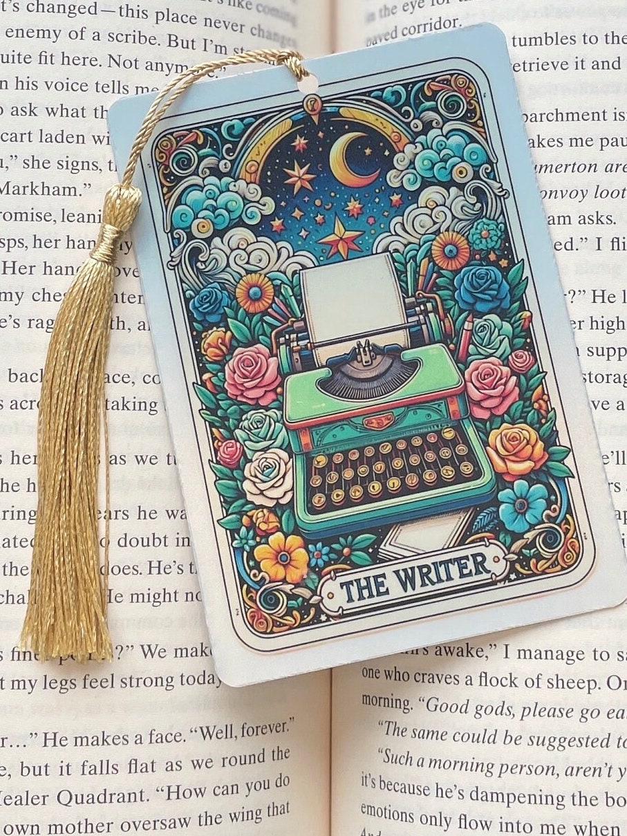 The writer Tarot card Bookmark, holographic bookmark, Gothic Bookmark, Booktok Bookmark, Bookish Gifts for Readers, Handmade Bookmark
