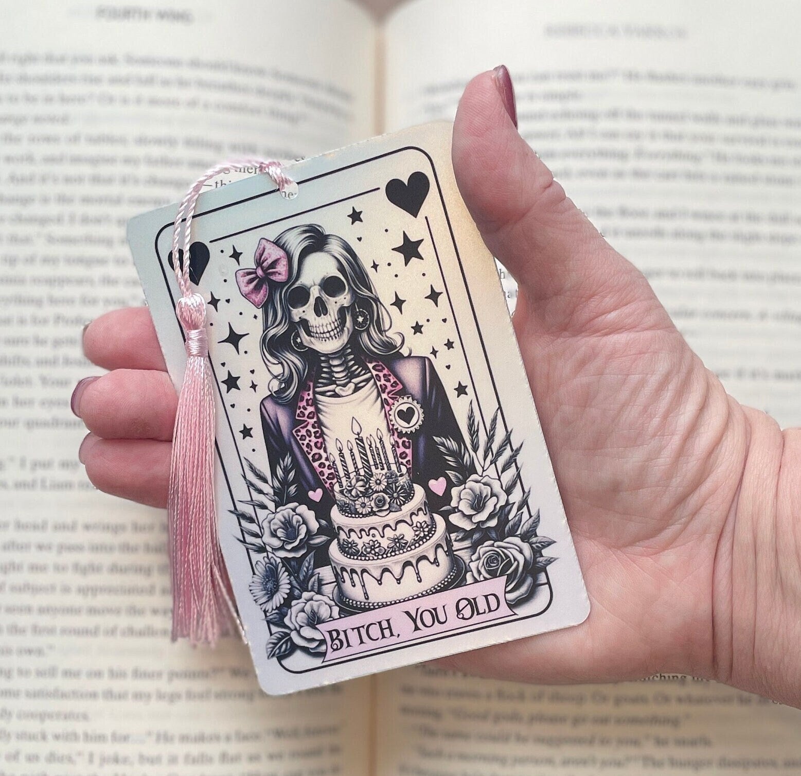 Bitch you old Tarot card Bookmark, holographic bookmark, Gothic Bookmark, Booktok Bookmark, Bookish Gifts for Readers, Handmade Bookmark