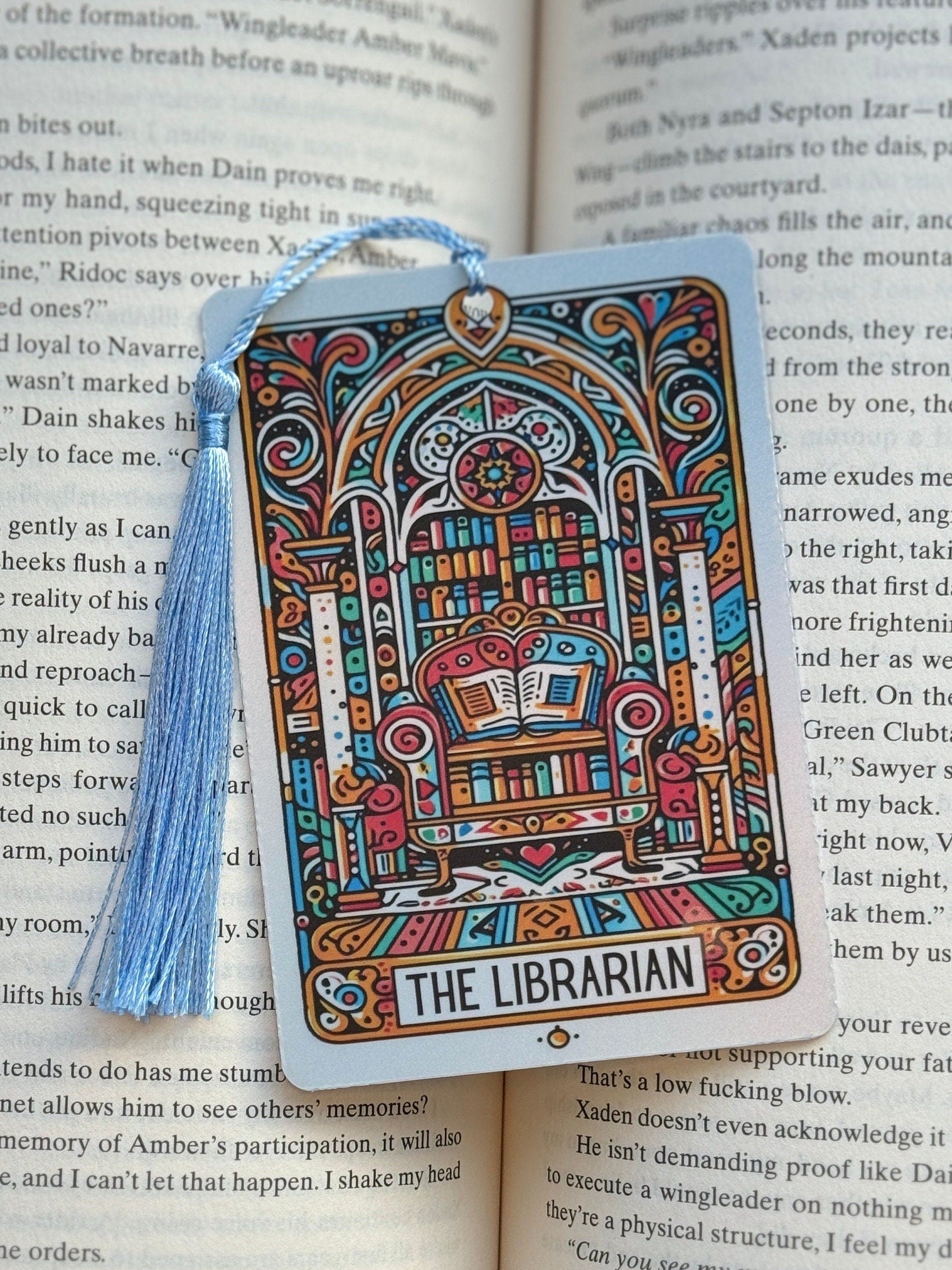 Librarian Tarot card Bookmark, holographic bookmark, Gothic Bookmark, Booktok Bookmark, Bookish Gifts for Readers, Handmade Bookmark