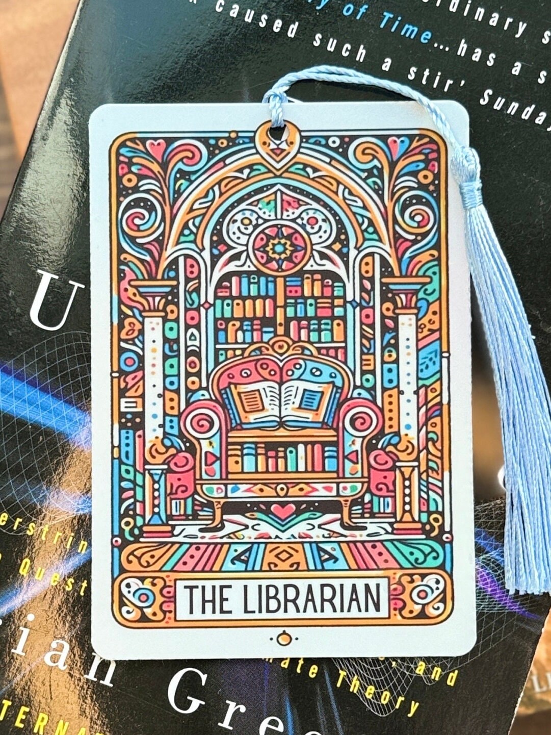 Librarian Tarot card Bookmark, holographic bookmark, Gothic Bookmark, Booktok Bookmark, Bookish Gifts for Readers, Handmade Bookmark