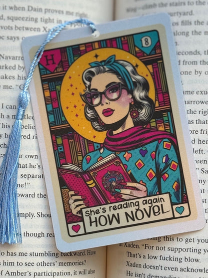 She’s reading Tarot card Bookmark, holographic bookmark, Gothic Bookmark, Booktok Bookmark, Bookish Gifts for Readers, Handmade Bookmark