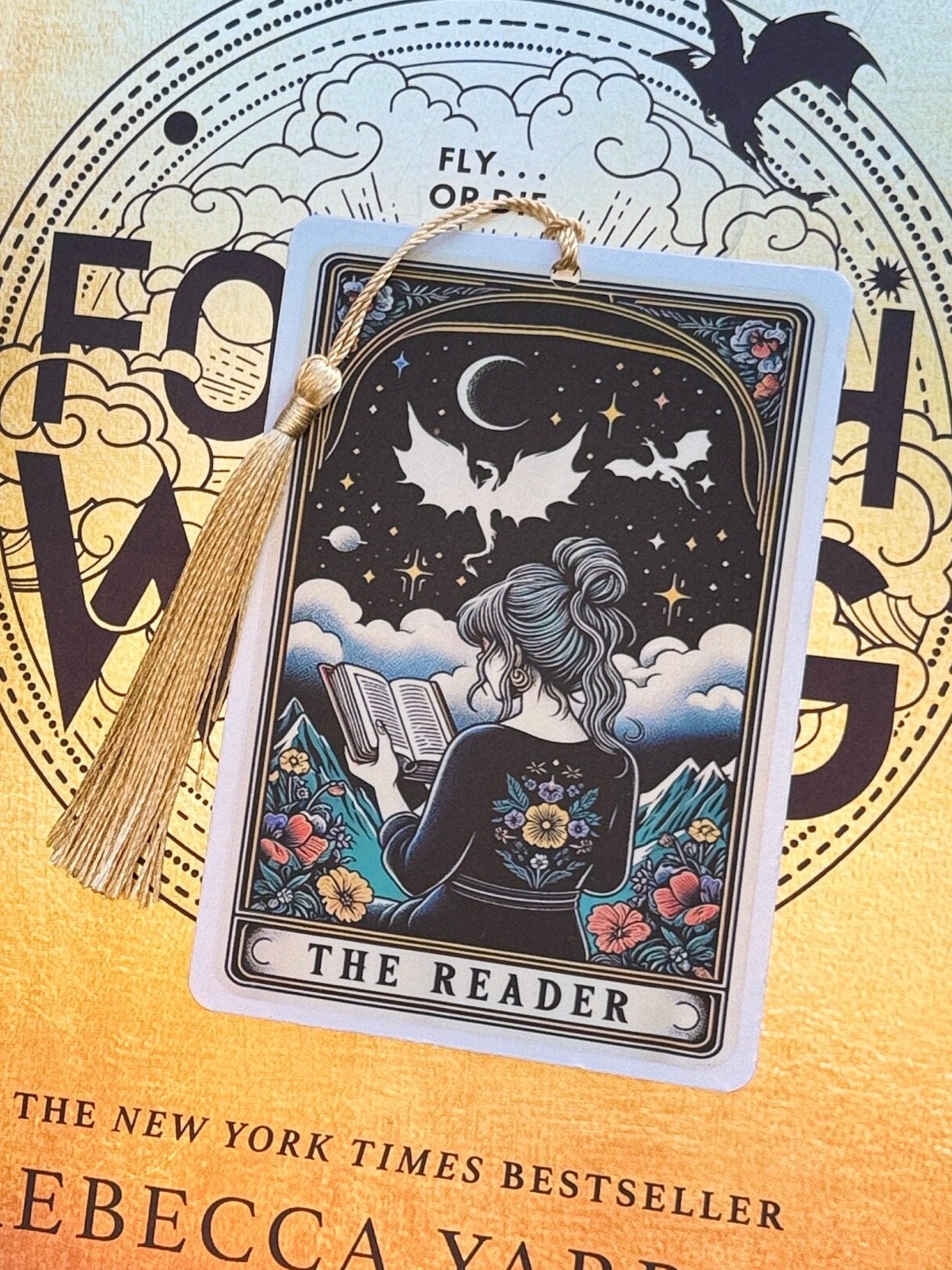 The reader card Bookmark, trigger warrings, holographic bookmark, Gothic Bookmark, Bookmark, Bookish Gifts for Readers, Handmade Bookmark,