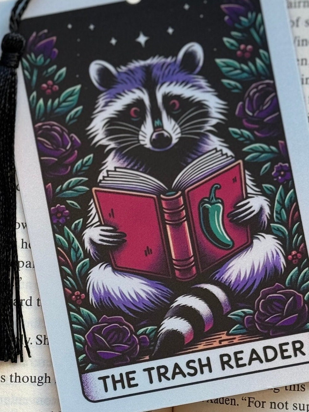 Trash reader Tarot card Bookmark, holographic bookmark, Gothic Bookmark, Booktok Bookmark, Bookish Gifts for Readers, Handmade Bookmark