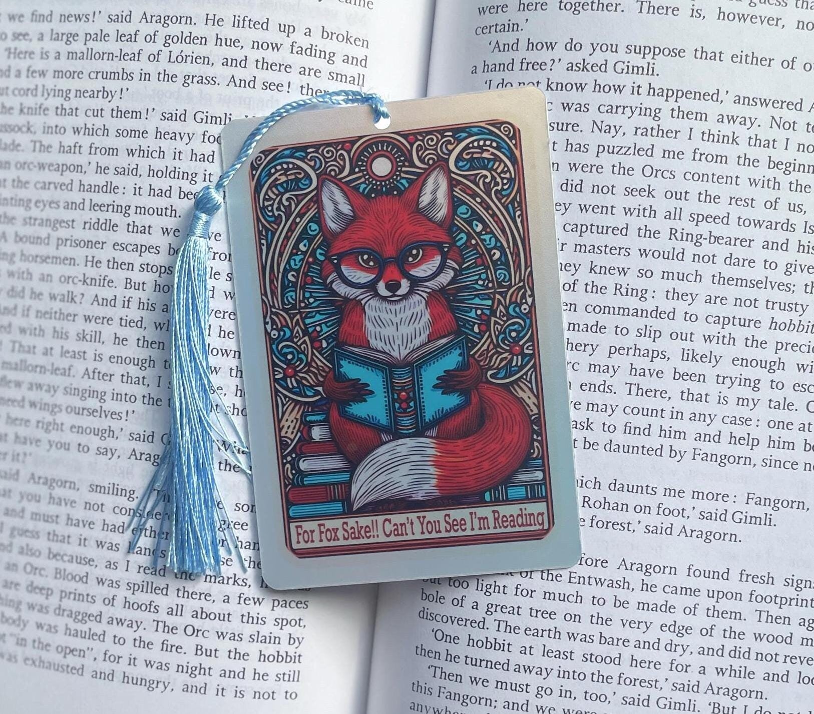 Fox Tarot card Bookmark, holographic bookmark, Gothic Bookmark, Booktok Bookmark, Bookish Gifts for Readers, Handmade Bookmark
