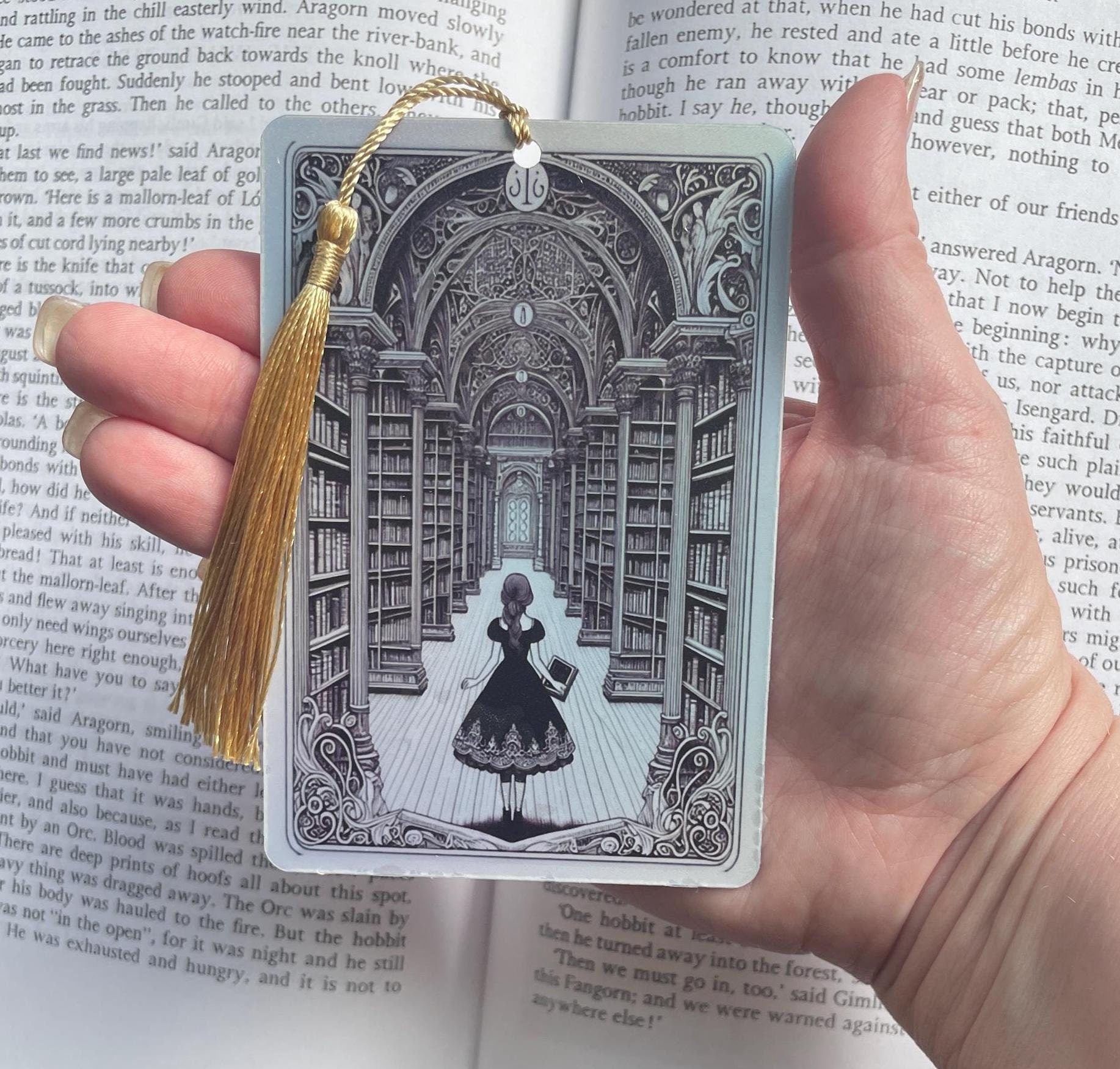 librarian Tarot card Bookmark, holographic bookmark, Gothic Bookmark, Booktok Bookmark, Bookish Gifts for Readers, Handmade Bookmark