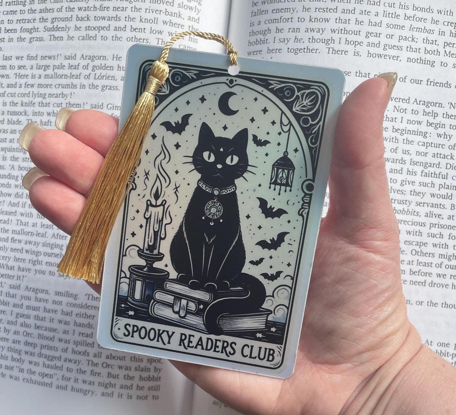 Spooky readers Tarot card Bookmark, holographic bookmark, Gothic Bookmark, Booktok Bookmark, Bookish Gifts for Readers, Handmade Bookmark