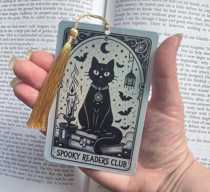 Spooky readers Tarot card Bookmark, holographic bookmark, Gothic Bookmark, Booktok Bookmark, Bookish Gifts for Readers, Handmade Bookmark