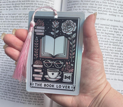 The book lovet Tarot card Bookmark, holographic bookmark, Gothic Bookmark, Booktok Bookmark, Bookish Gifts for Readers, Handmade Bookmark