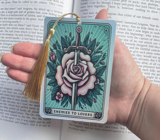 Enemies to lovers bookmark, Romantasy bookmark, dark romance, Fantasy reader Tarot card Bookmark, holographic bookmark, Gothic Bookmark,