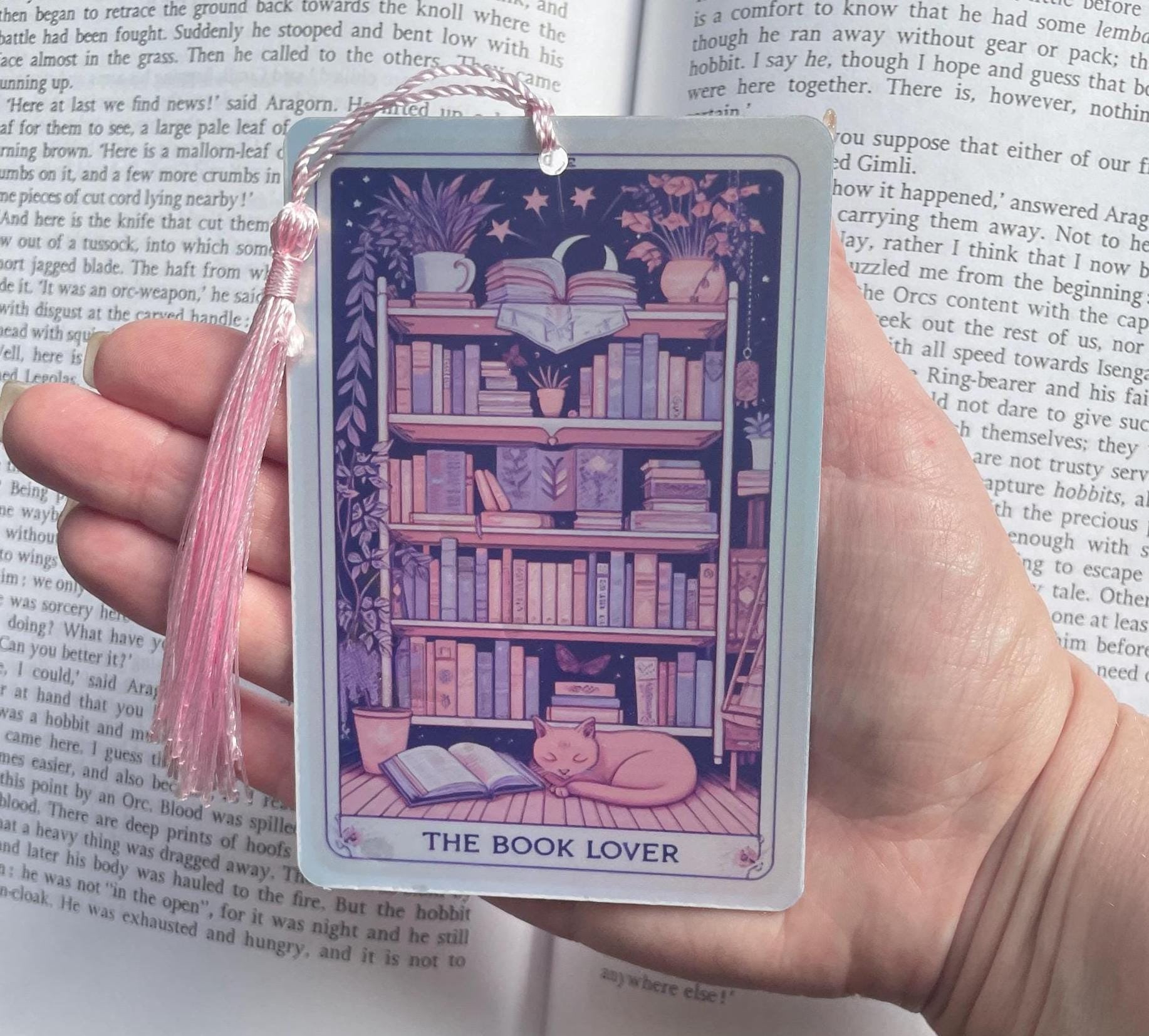 The book lover Tarot card Bookmark, holographic bookmark, Gothic Bookmark, Booktok Bookmark, Bookish Gifts for Readers, Handmade Bookmark