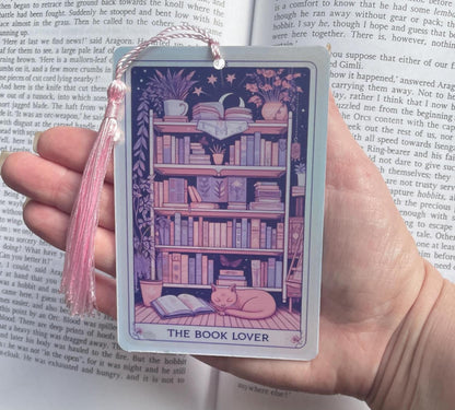 The book lover Tarot card Bookmark, holographic bookmark, Gothic Bookmark, Booktok Bookmark, Bookish Gifts for Readers, Handmade Bookmark
