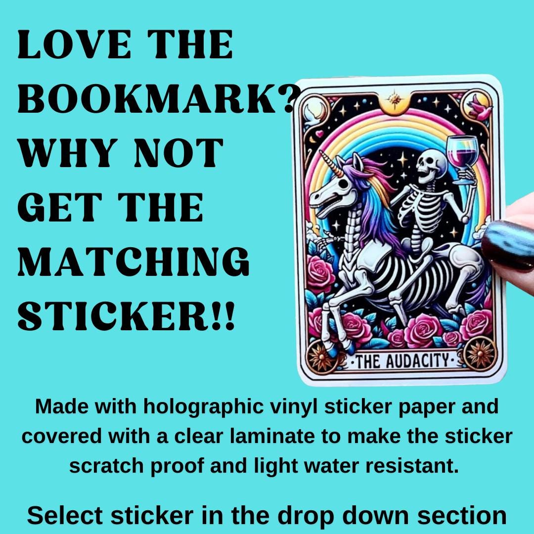 Tarot card Bookmark, holographic bookmark, the audacity, Gothic Bookmark, Booktok Bookmark, Bookish Gifts for Readers, Handmade Bookmark,