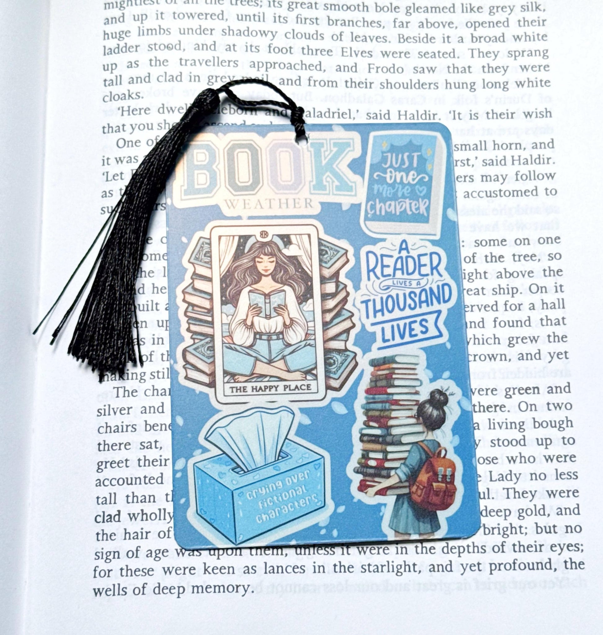 Winter theme bookmark, blue bookmark,Halloween Bookmark, holographic bookmark, Gothic Bookmark, Booktok Bookmark, Bookish Gifts for Readers,