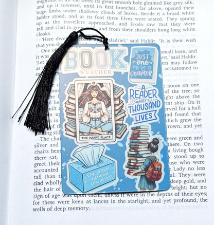 Winter theme bookmark, blue bookmark,Halloween Bookmark, holographic bookmark, Gothic Bookmark, Booktok Bookmark, Bookish Gifts for Readers,