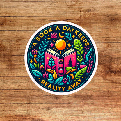 A book a day keeps reality away sticker, bat boys sticker, book sticker, kindle sticker, bookish sticker, book stickers, sticker for kindle