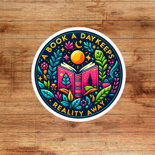 A book a day keeps reality away sticker, bat boys sticker, book sticker, kindle sticker, bookish sticker, book stickers, sticker for kindle