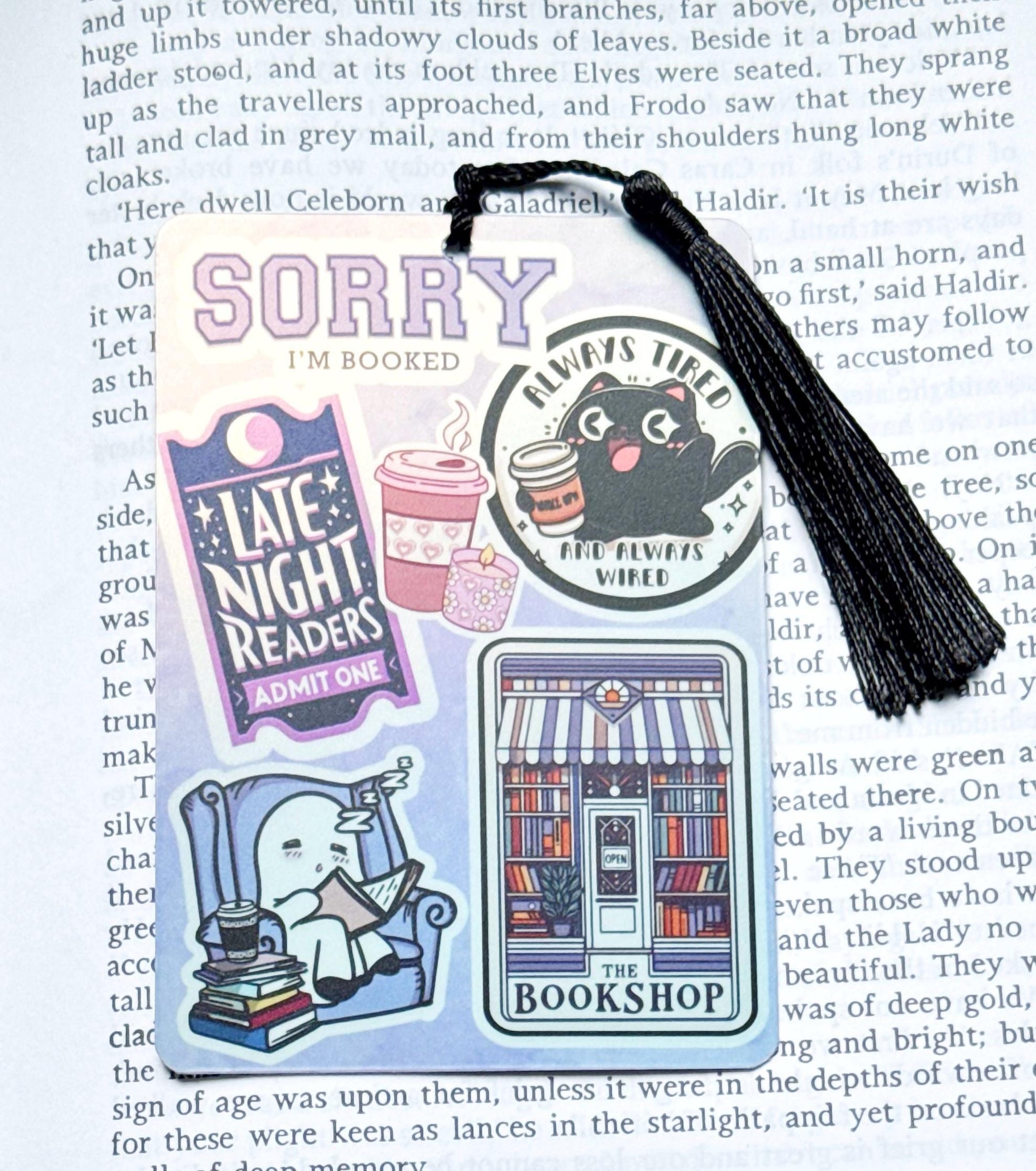 Late night readers bookmark, purple bookmark, Bookmark, holographic bookmark, Gothic Bookmark, Booktok Bookmark, Bookish Gifts for Readers,
