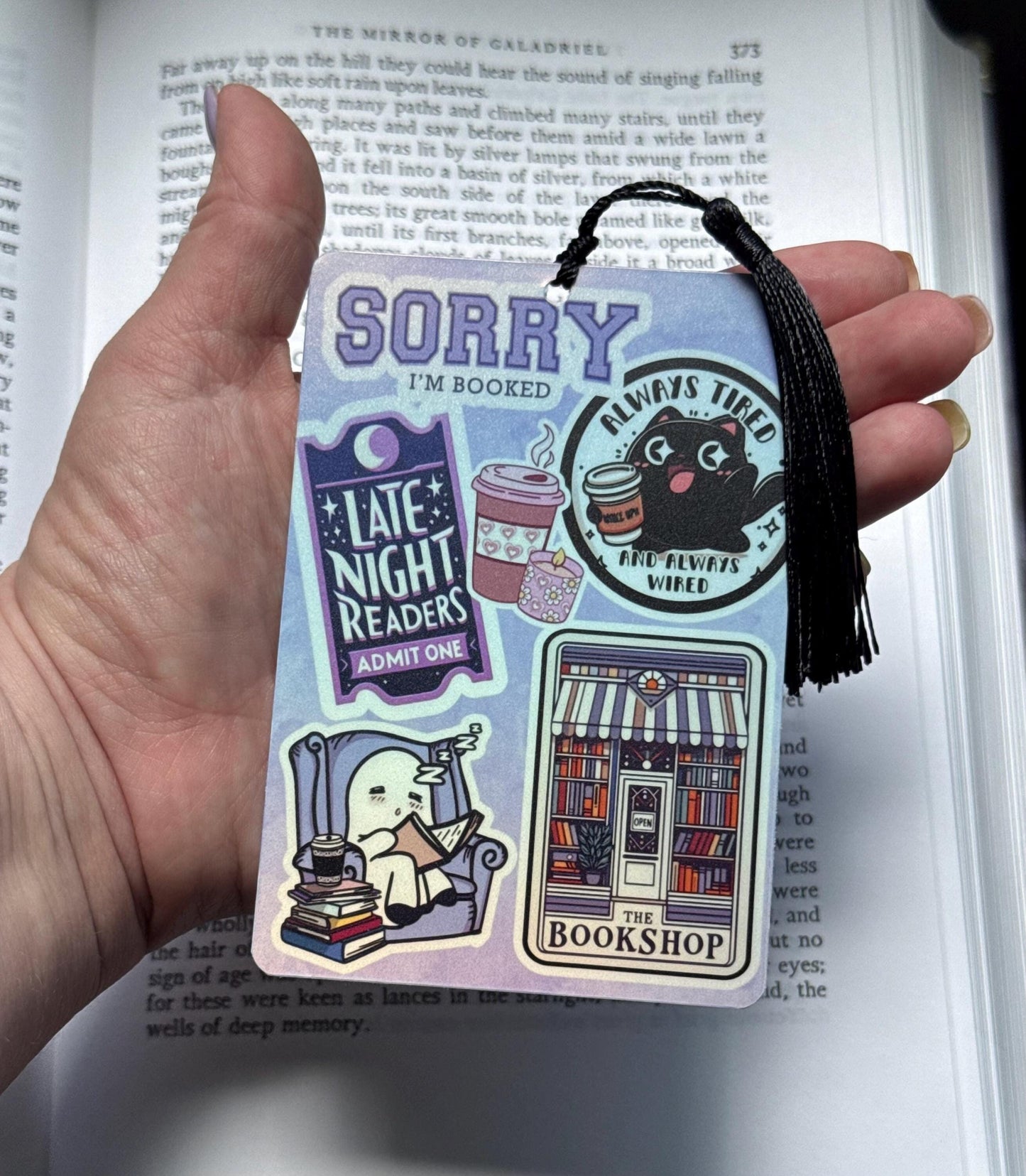 Late night readers bookmark, purple bookmark, Bookmark, holographic bookmark, Gothic Bookmark, Booktok Bookmark, Bookish Gifts for Readers,