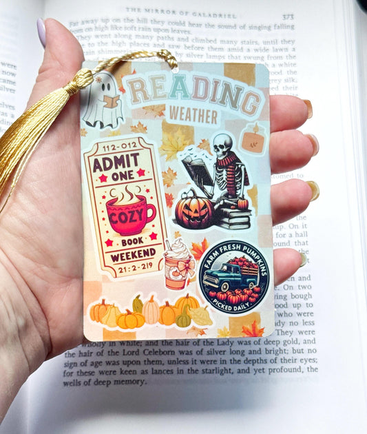 Fall theme bookmark, fall bookmark,Halloween Bookmark, holographic bookmark, Gothic Bookmark, Booktok Bookmark, Bookish Gifts for Readers,