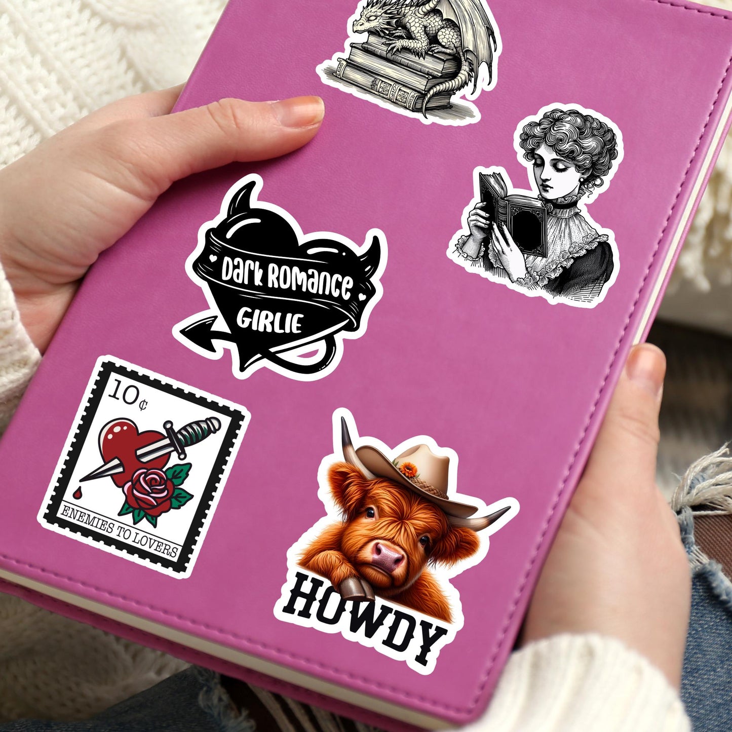 Howdy sticker, Western sticker, highland cow sticker, country sticker, cowboy sticker, book sticker, kindle sticker, stickers for kindle