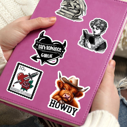Howdy sticker, Western sticker, highland cow sticker, country sticker, cowboy sticker, book sticker, kindle sticker, stickers for kindle