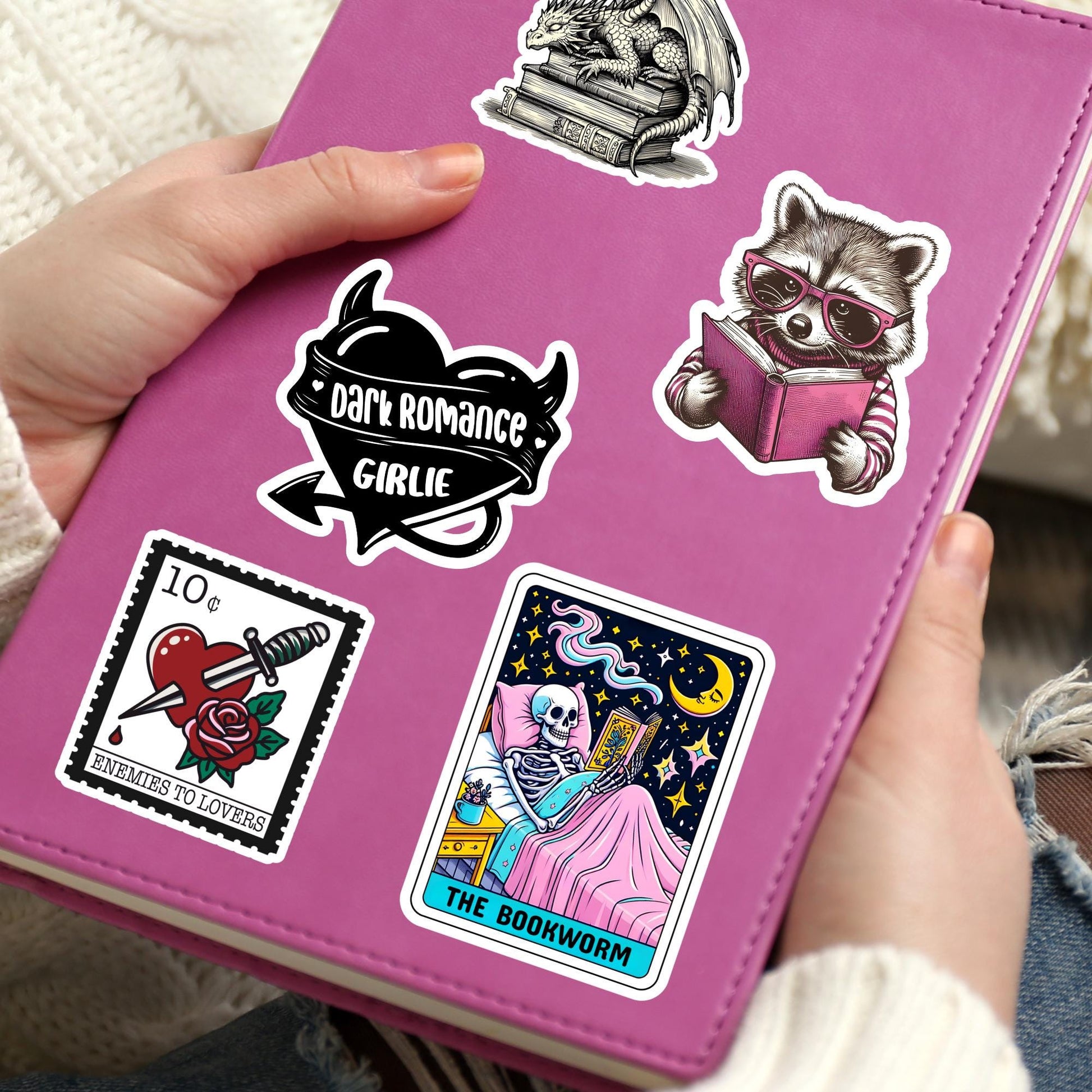 Bookworm sticker, book tarot sticker, skeleton sticker, booktok sticker, Kindle sticker, tarot sticker, bookish sticker, book lover sticker